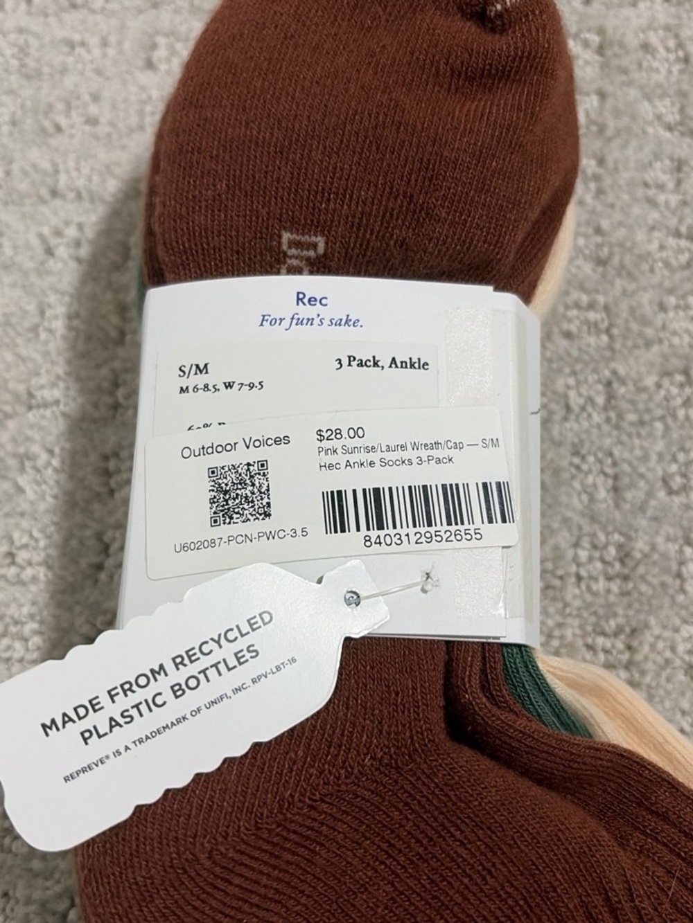 Outdoor voices 3-pack rec ankle socks - Picture 5 of 5